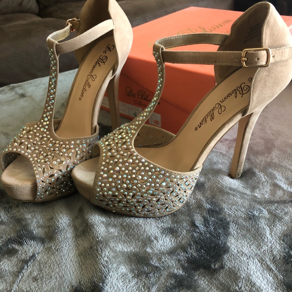 Velvet tan heels